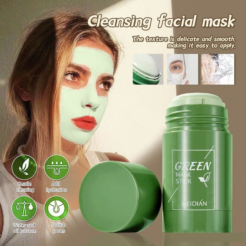 40ml Remove Blackhead Green Tea Solid Mask Clean Stick Mask Facial Dispel Acne Blemish Shrink Pores