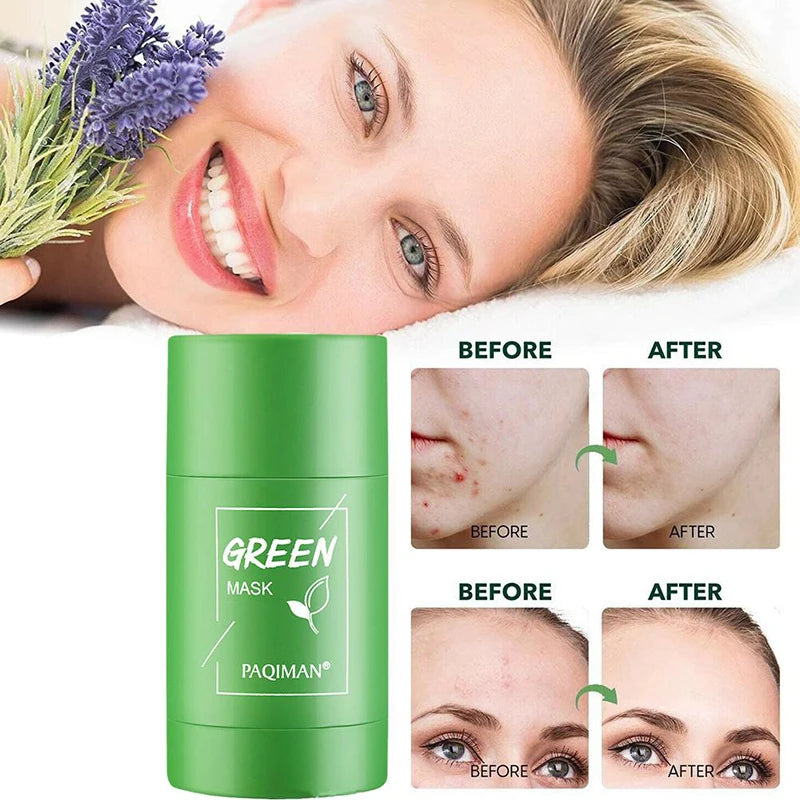 40g Eggplant Acne Green Tea Solid Mask Remove Blackheads Shrink Pores Oil Control Cleanser