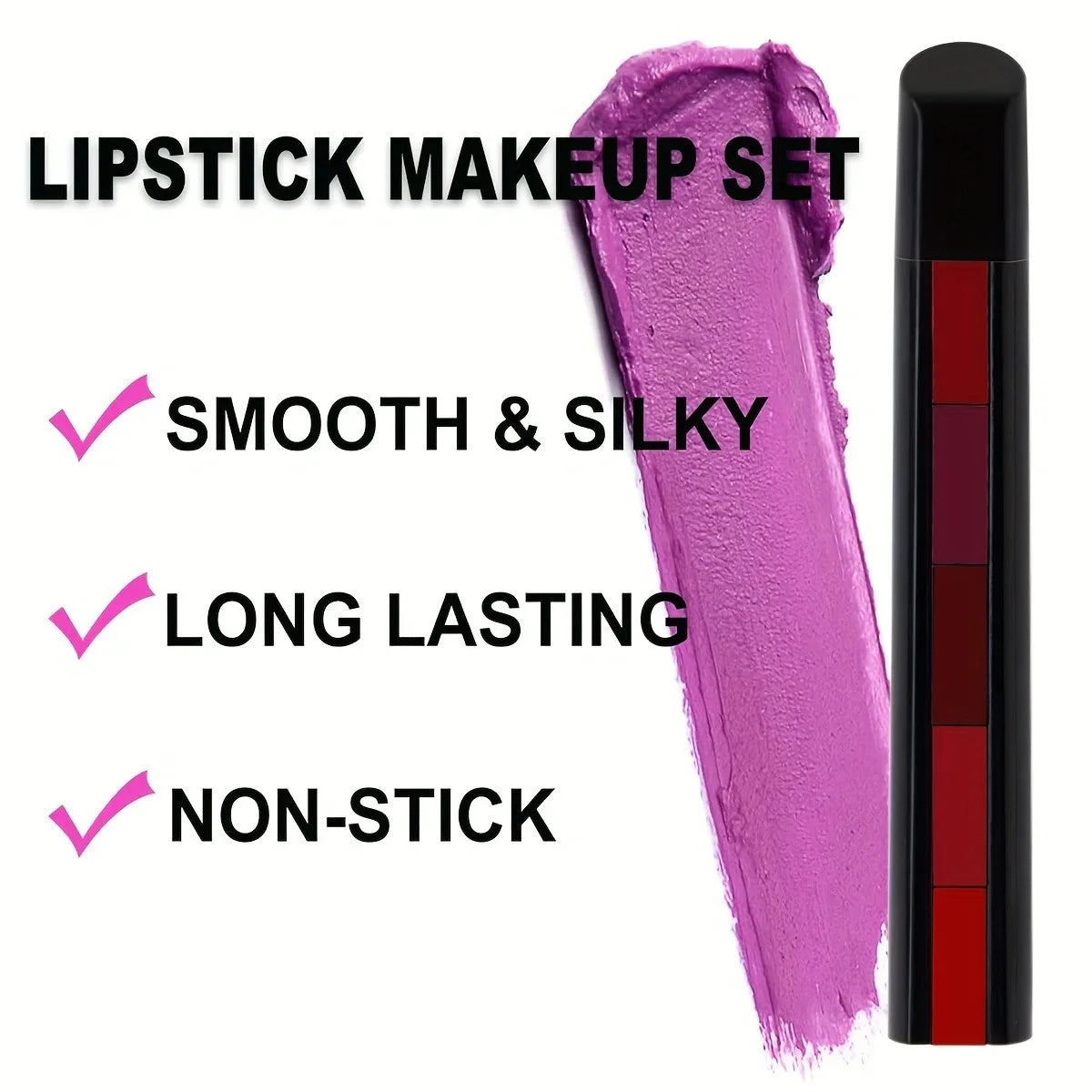 5 Colors In 1 Matte Lipstick Pen Velvet Lip Tint Combo Long Lasting Non-Stick Cup Lip Gloss Set Makeup Cosmetic Kit